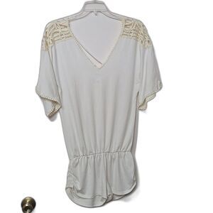 LSpace Romper Women's Size Small Cream Ruched Pocket Beach Vacation